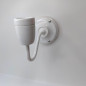 Applique véritable porcelaine blanche et tube col de cygne en métal peint en blanc et vernis