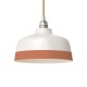 Suspension céramique blanche et liseré terracotta - Fait main