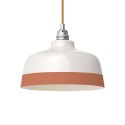Suspension céramique blanche et liseré terracotta - Fait main