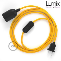 Lampe baladeuse câble textile souple Jaune avec douille noire