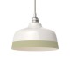 Suspension céramique blanche et liseré Vert Sauge - Fait main