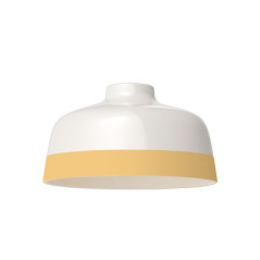 Suspension céramique blanche et liseré Jaune - Fait main