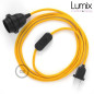 Lampe baladeuse câble textile souple Jaune effet soie