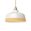 Suspension céramique blanche et liseré Jaune - Fait main