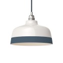 Suspension céramique blanche et liseré bleu azur - Fait main