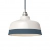 Suspension céramique blanche et liseré bleu azur - Fait main