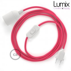 Tragbare Lampe mit flexiblem Textilkabel, Fuchsia-Seideneffekt