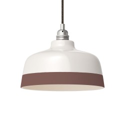 Suspension céramique blanche et liseré Marron - Fait main
