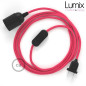 Lampe baladeuse câble textile souple Fuchsia effet soie