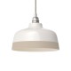 Suspension céramique blanche et liseré couleur taupe - Fait main