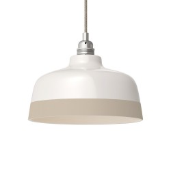 Suspension céramique blanche et liseré bleu azur - Fait main