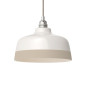 Suspension céramique blanche et liseré couleur taupe - Fait main dans nos ateliers