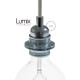 Suspension céramique blanche et liseré bleu azur - Fait main