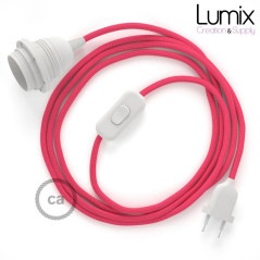Lampe baladeuse fil Fuchsia et douille plastique blanche