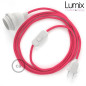 Lampe baladeuse câble textile souple Fuchsia effet soie
