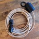 Lampe baladeuse à suspendre utilisable à l'extérieur - De 3 à 10 mètres de câble textile IP65 - 3 couleurs de douilles lisses
