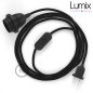 Lampe baladeuse câble textile souple noir effet soie