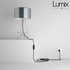 Lampe baladeuse câble textile souple noir effet soie