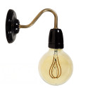 Applique véritable porcelaine noire et tube col de cygne en laiton ciré ou métal vernis