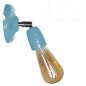Lampe applique murale orientable en porcelaine bleue et métal chromé