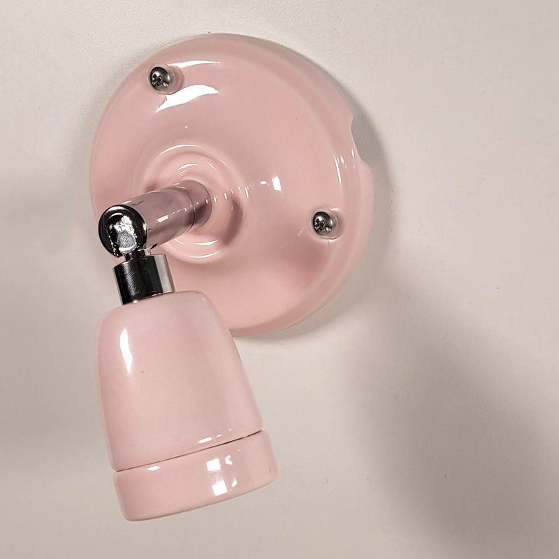 Lampe applique murale orientable porcelaine rose pastel
