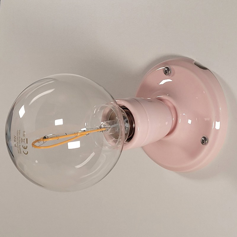 Lampe applique porcelaine de couleur Rose Pastel - Douille E27
