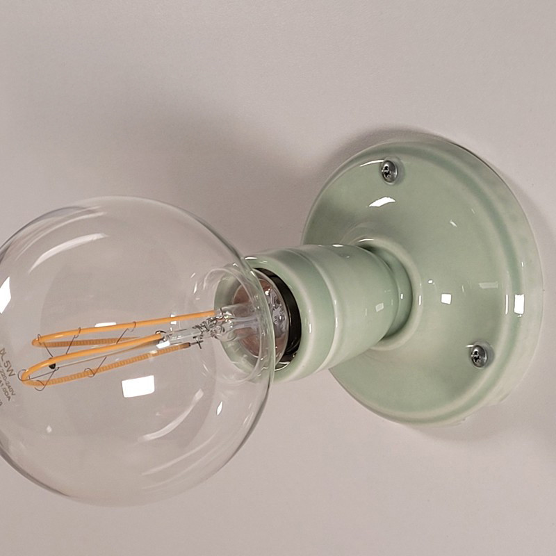 Lampe applique porcelaine de couleur Vert d'Eau Pastel - Douille E27