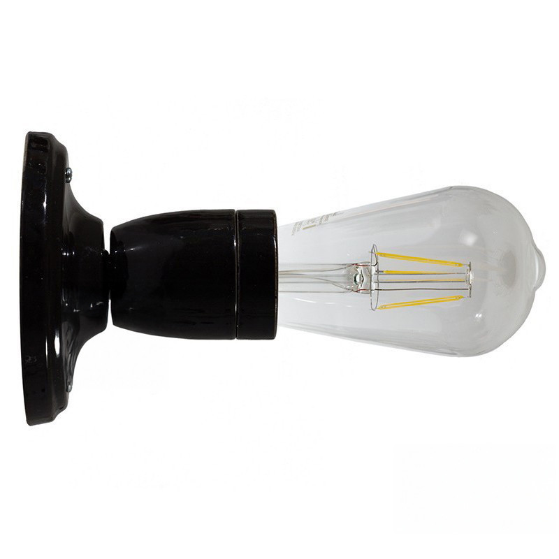 Lampe Porcelaine noire en plafonnier ou en applique murale