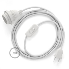 Lampe baladeuse fil blanc et douille blanche à bagues