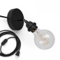 Lampe plafonnier ou en applique à brancher sur prise de courant - câble textile noir Lampe plafonnier ou en applique à brancher sur prise de courant - câble textile noir