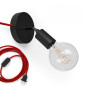 Lampe plafonnier ou en applique à brancher sur prise de courant - câble textile rouge