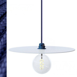 Suspension DISCUS Saphir disque métal peint blanc et verni