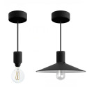 Lampe en suspension pour l'extérieur - Luminaire sur-mesure étanche IP65 - Porte-Douille silicone noire à bague