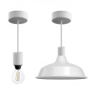 Lampe en suspension pour l'extérieur - Luminaire sur-mesure étanche IP65 - Porte-Douille silicone blanc à bague