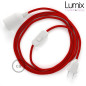 Lampe baladeuse câble textile souple rouge effet soie