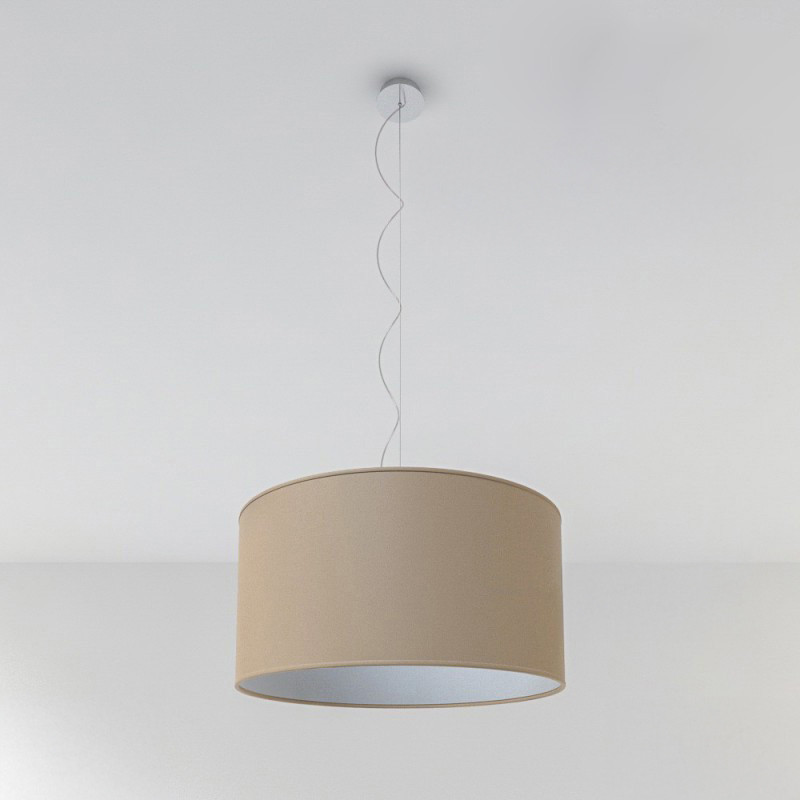 Suspension abat-jour cylindre XXL Revêtement toile noisette