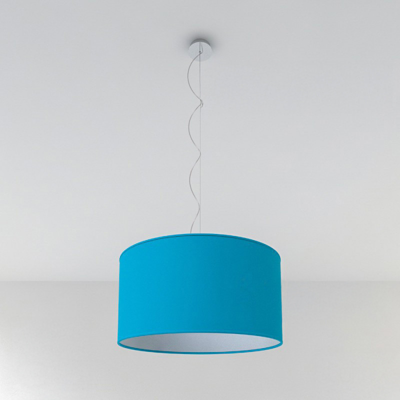 Suspension abat-jour cylindre XXL Revêtement Cinette Turquoise
