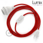 Lampe baladeuse câble textile souple rouge effet soie
