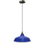 Suspension Bistrot métal Bleu extérieur et blanc émaillé intérieur - Code RAL au choix