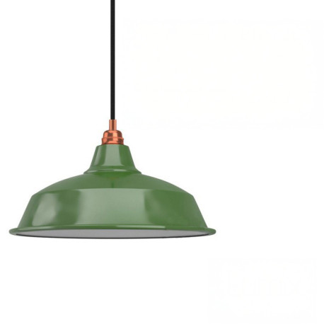 Suspension Bistrot métal revêtement extérieur émail vert