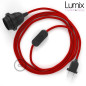 Lampe baladeuse câble textile souple rouge effet soie