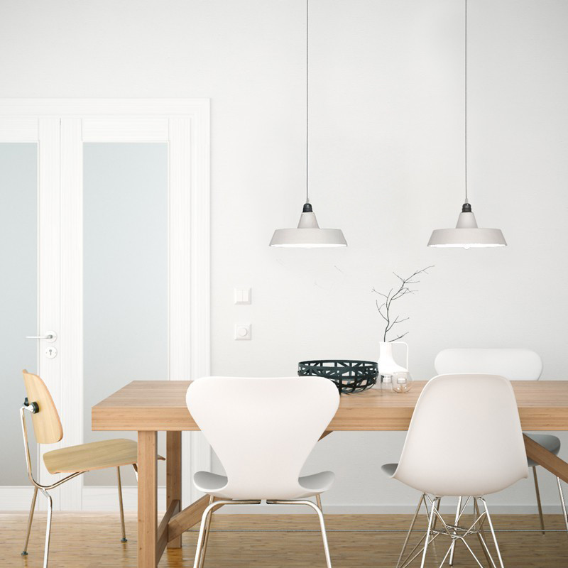 Suspension céramique style industrielle type gamelle blanche