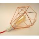 Pendant Plug-in lamps cage metal copper XXL diamond