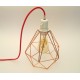 Pendant Plug-in lamps cage metal copper XXL diamond