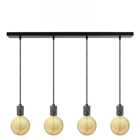 Suspension FIX MULTIPLE 4 douilles moderne E27 à bague - Pavillon rectangulaire métal noir ou blanc 900 mm