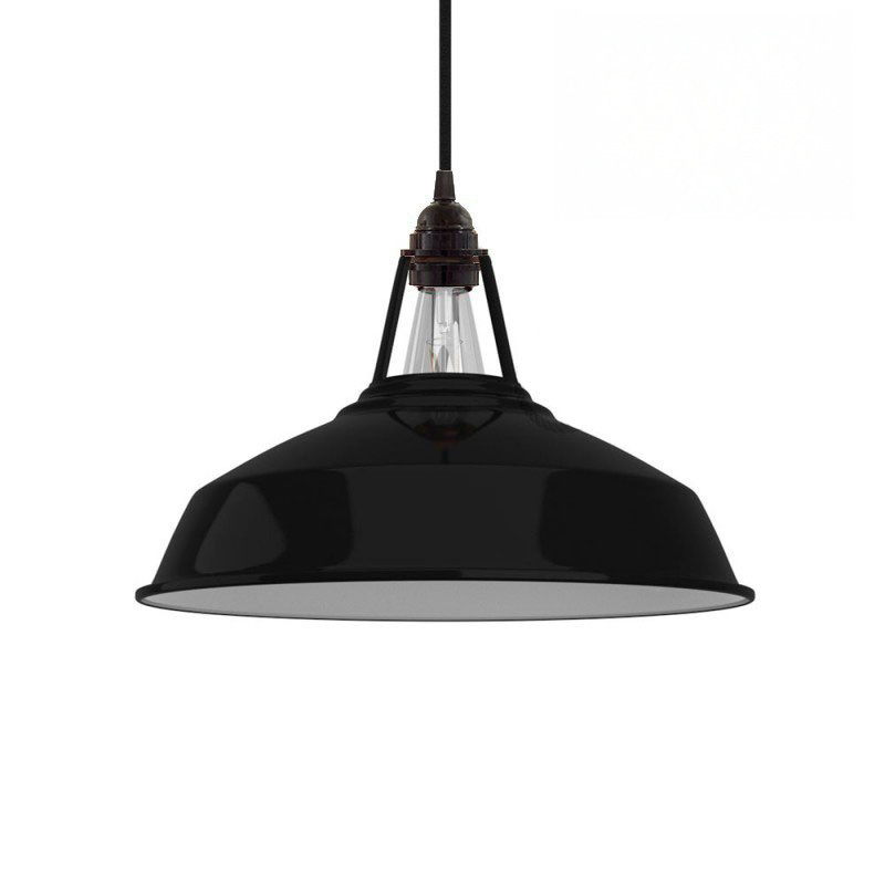Suspension Harbour compléte diam 38 cm Noir émaillé - douille bakélite noire