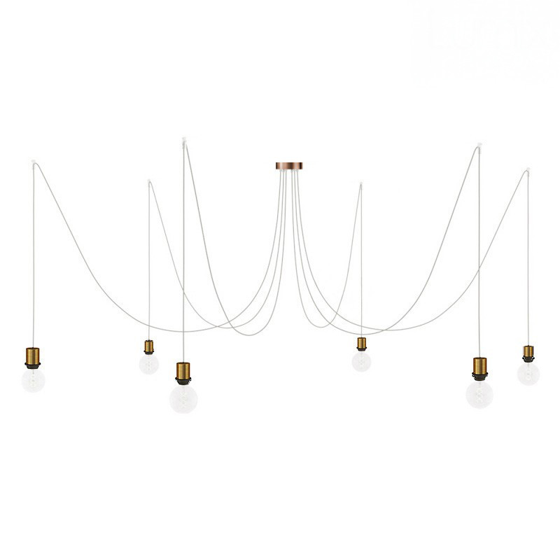 Suspension multiple Médusa version Bronze Satiné câble lin neutre