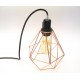 Pendant Plug-in lamps cage metal copper XXL diamond