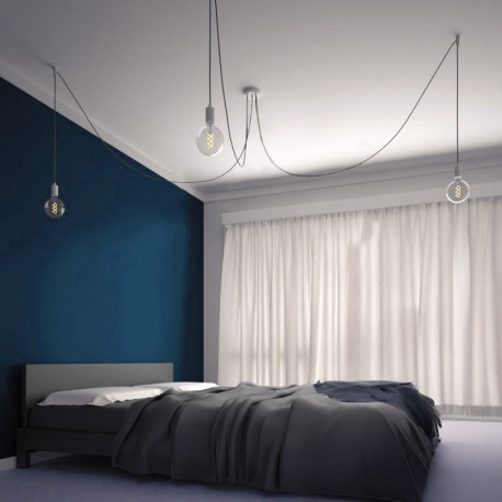 Suspension multiple OCTOPUS 3 - Câble textile Noir effet soie