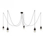 Suspension multiple OCTOPUS 5 douilles en bakélite noire à bagues - Câble textile souple couleur et tye au choix Suspension multiple OCTOPUS 5 douilles en bakélite noire à bagues - Câble textile souple couleur et tye au choix